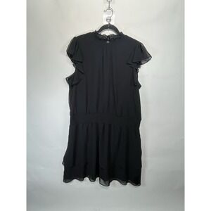 1.State Elegant Black Ruffle Sleeve Dress